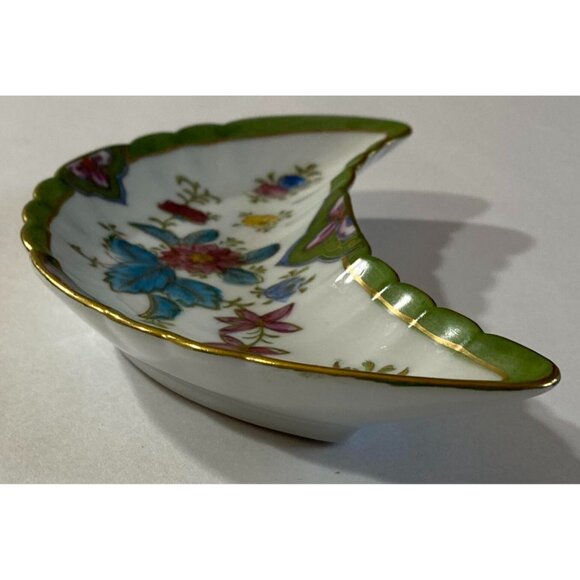 Vintage Nippon Hand Painted Crescent Trinket / Serving Dish X1573F Flower Floral - Picture 5 of 6